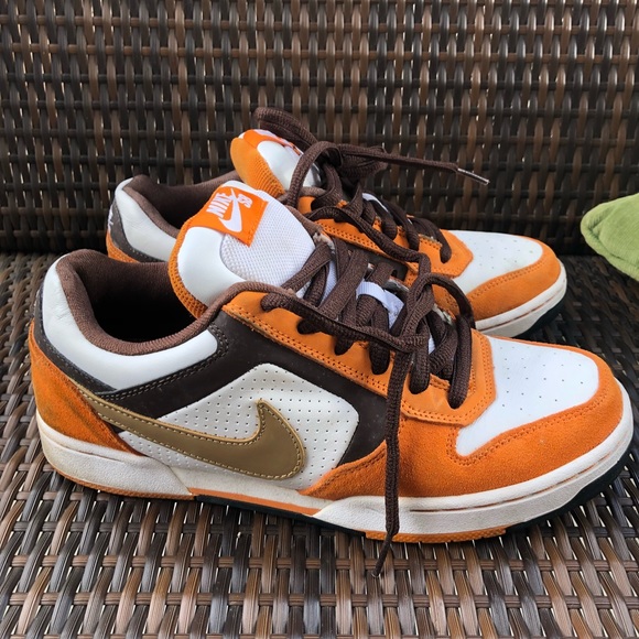 brown and orange nike shoes